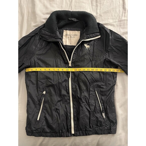 Y2K Abercrombie A&F Windbreaker Dun Brook Jacket Nylon High Collar Navy Blue XL - Picture 14 of 14